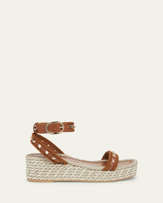 Rockstud Rope Ankle-Strap Espadrille Sandals